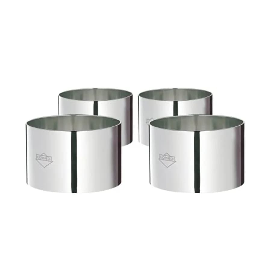 Set di 4 Anelli da Cucina in Acciaio Inossidabile, Stampi per Placcatura e Modellatura, 3 Pollici