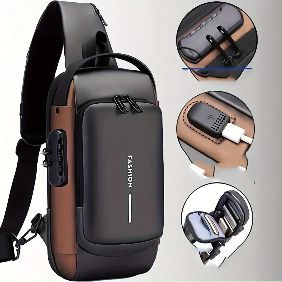 1 piece Anti-theft shoulder bag with combination closure, exclusively for man, is a perfect combination of fashionable and sporty style.