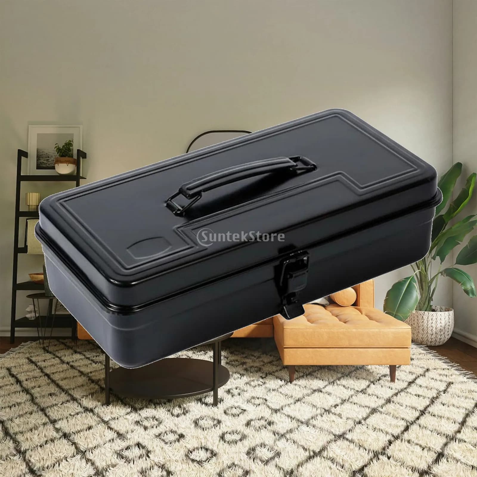 Iron Toolbox Thickened Mechanical Tool Chest Metal Organizer Bin for Home Car Workshop Equipment