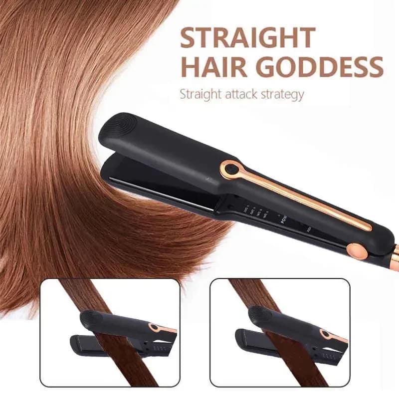 For Tinsol 2-in-1 Hair Straightener Curling Iron Ceramic Plate Negative Ion Wide Plate Temperature Adjustable Hair Straightener