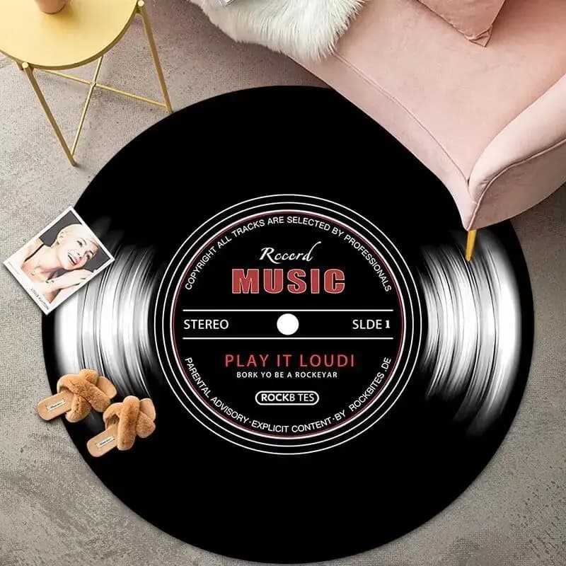 VIKAMA Non-slip Piano Keyboard Round Rug Soft Black White for Living Room Bedroom Home Decor
