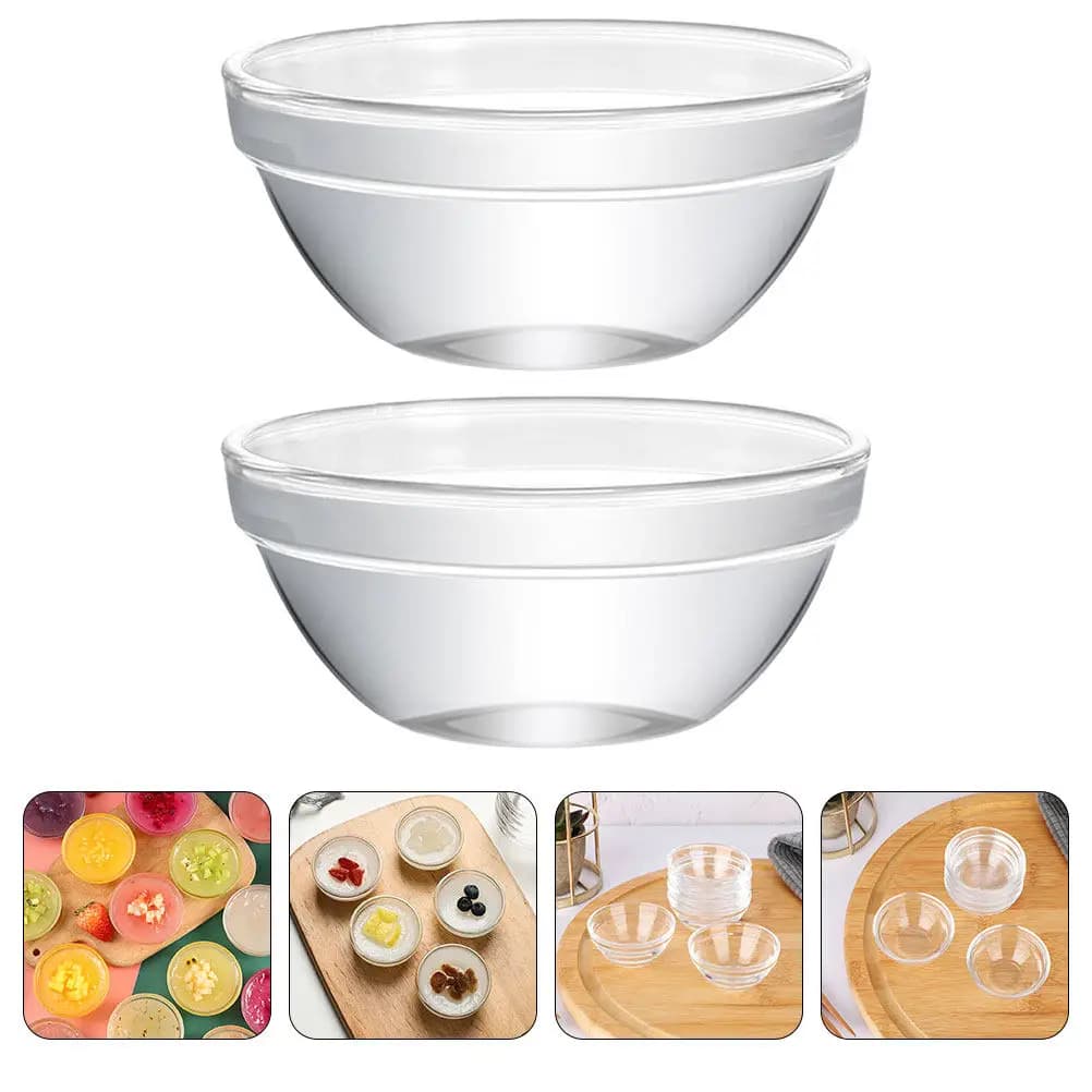 2 ciotole impilabili in vetro trasparente, piccole ciotole per preparazione, ideali per dessert, budini, gelatine, contenitori per alimenti da cucina