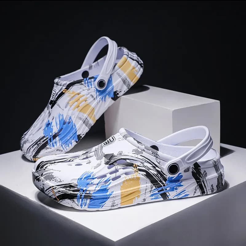 Zoccoli da uomo Sandali Graffiti Scarpe da giardino estive Sandali piatti da uomo Pantofole antiscivolo da spiaggia Scarpe casual da uomo Taglia grande 47 48 49
