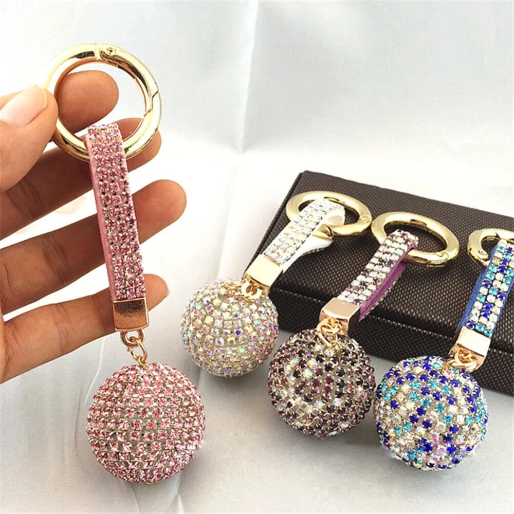 Portachiavi con ciondolo a sfera di cristallo lucido portachiavi con strass portachiavi per auto regali per donne e uomini portachiavi Anti-smarrimento