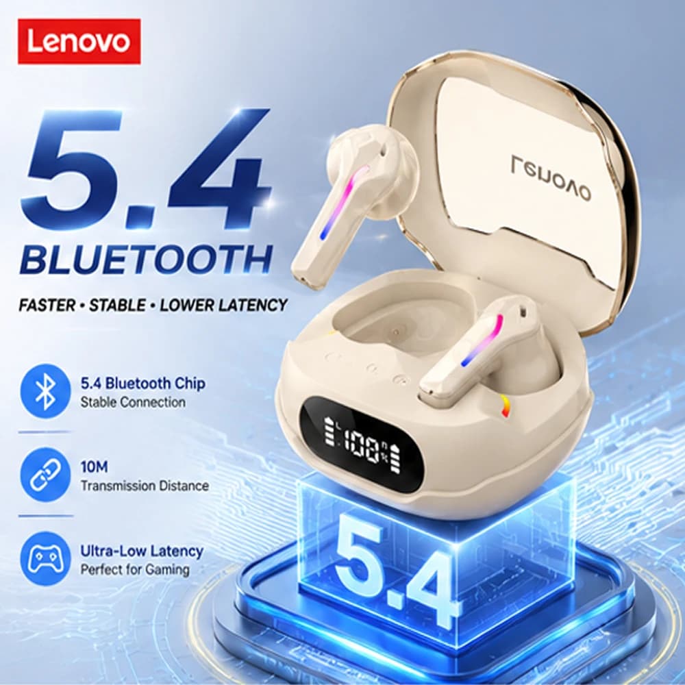 New LenovoTG101 Bluetooth V5.4 Earphones Punchy Bass Sound Headset Full Compatible Low Latency Game Sports Music Headphones