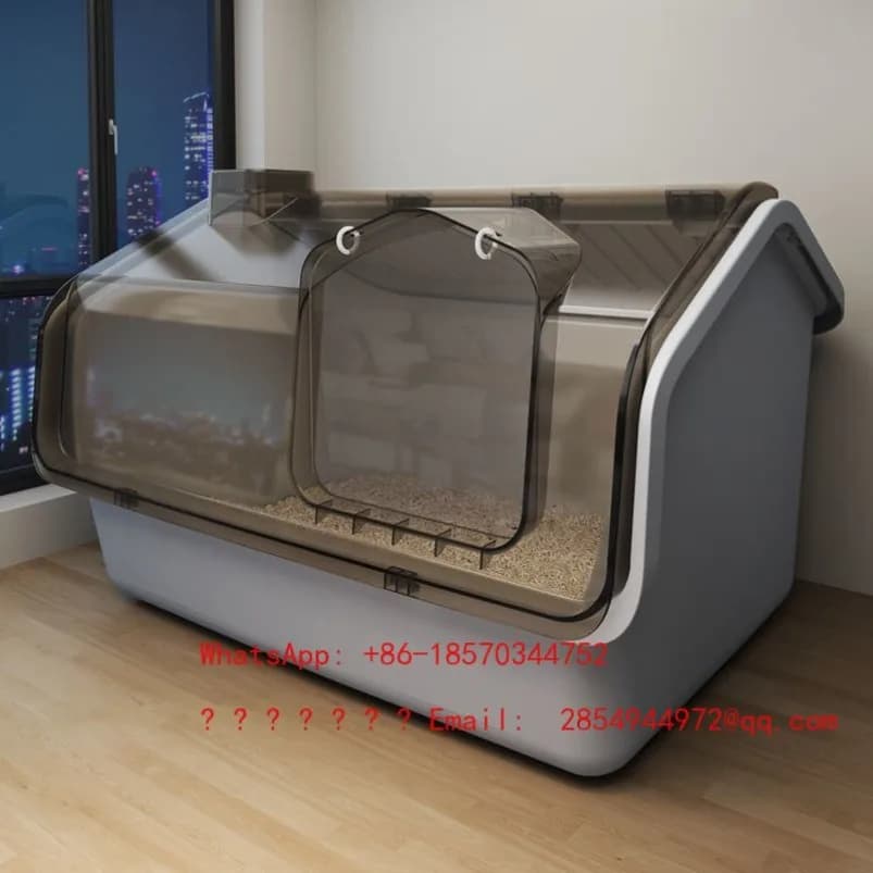The New Cat Litter Box Is Fully Enclosed, Oversized, Splash Proof, and The Cat Toilet Has A Flip Style Oversized Design.