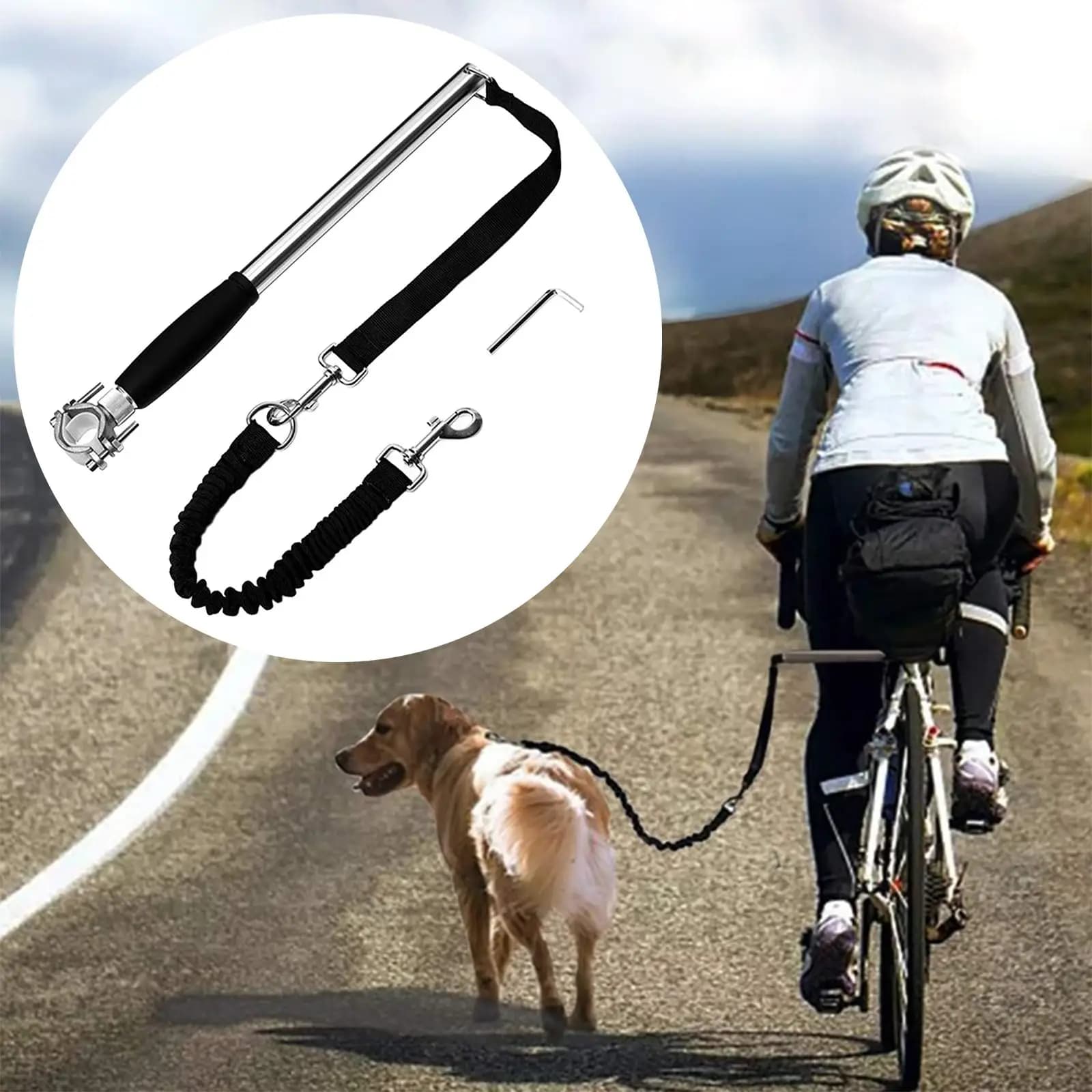 Guinzaglio per cani retrattile Guinzaglio per cani da bicicletta a mano libera per addestramento in bicicletta
