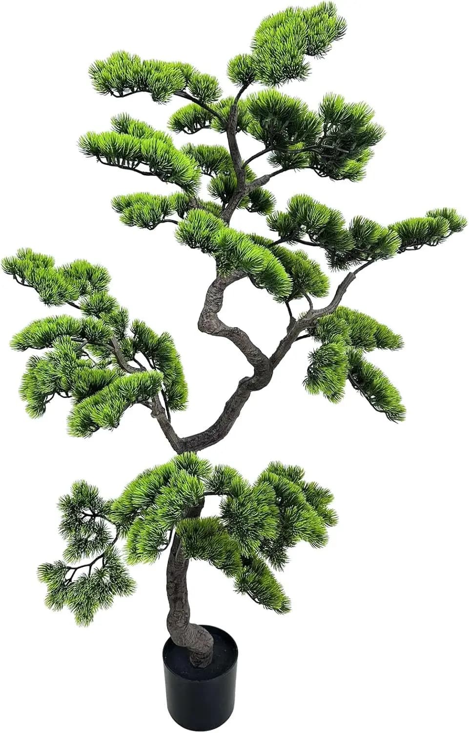 Large Artificial Juniper Bonsai Tree, Faux Potted Silk Pine Topiary Plant For Indoor Home Living Room Office, Decorative Lifelike Greenery Floor Ornament, Modern Rustic Style, Black Planter