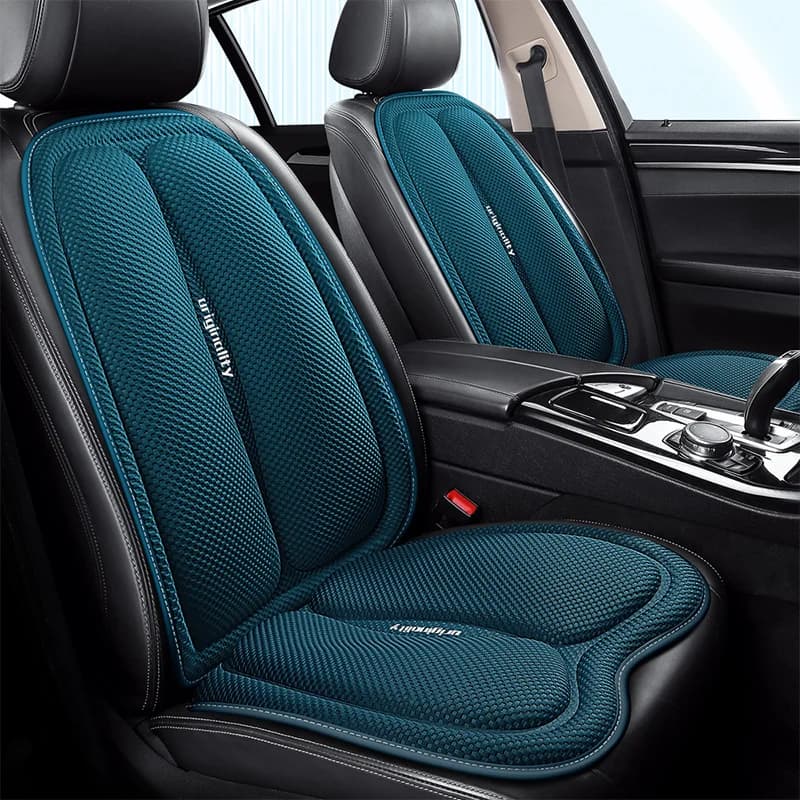 Coprisedili per auto universali Cuscino anteriore posteriore blu Tappetini in seta di ghiaccio per auto impermeabili e traspiranti Set completo di protezioni verdi