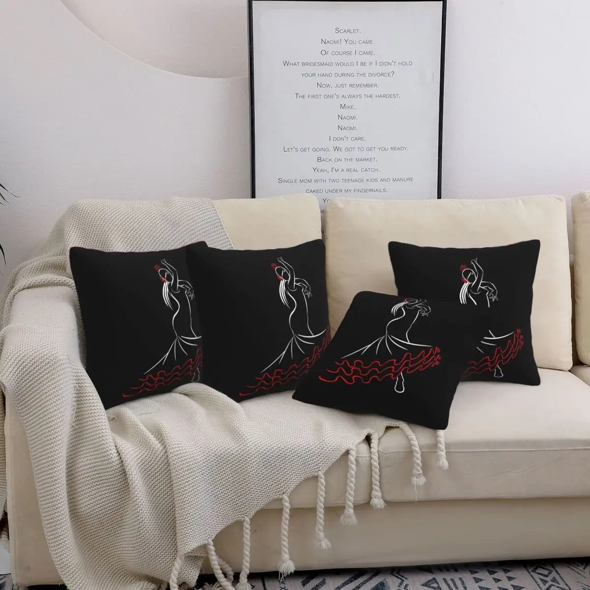 Spagna Ballerina di flamenco Fronte 4 pezzi Federa quadrata Fodera per cuscino Comfort Federa per cuscino per divano di casa Soggiorno