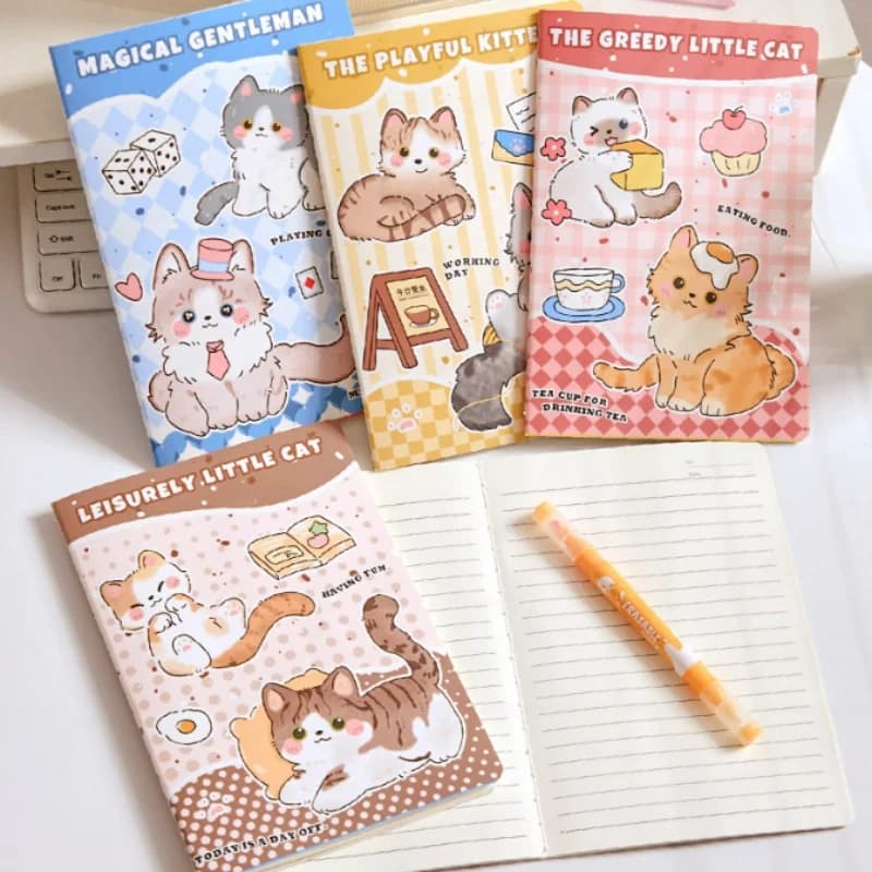 12pcs/lot Kawaii Cat Notebook Cute Portable Note Book Diary Planner Stationery School Supplies