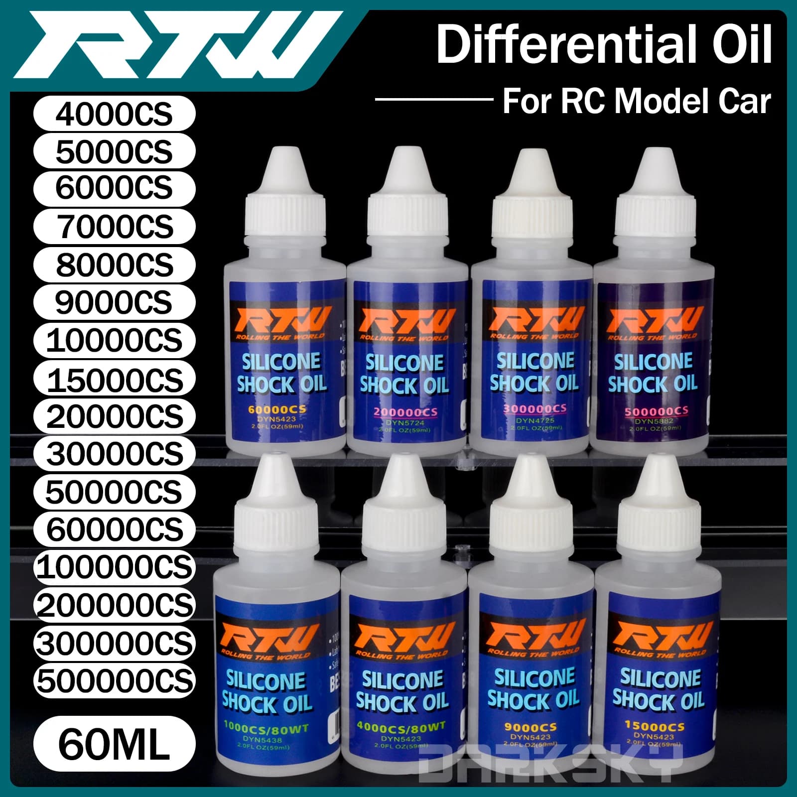 Olio Differenziale RTW 59ml 1000CS - 500000 CS per accessori per camion buggy cingolati per auto modello RC