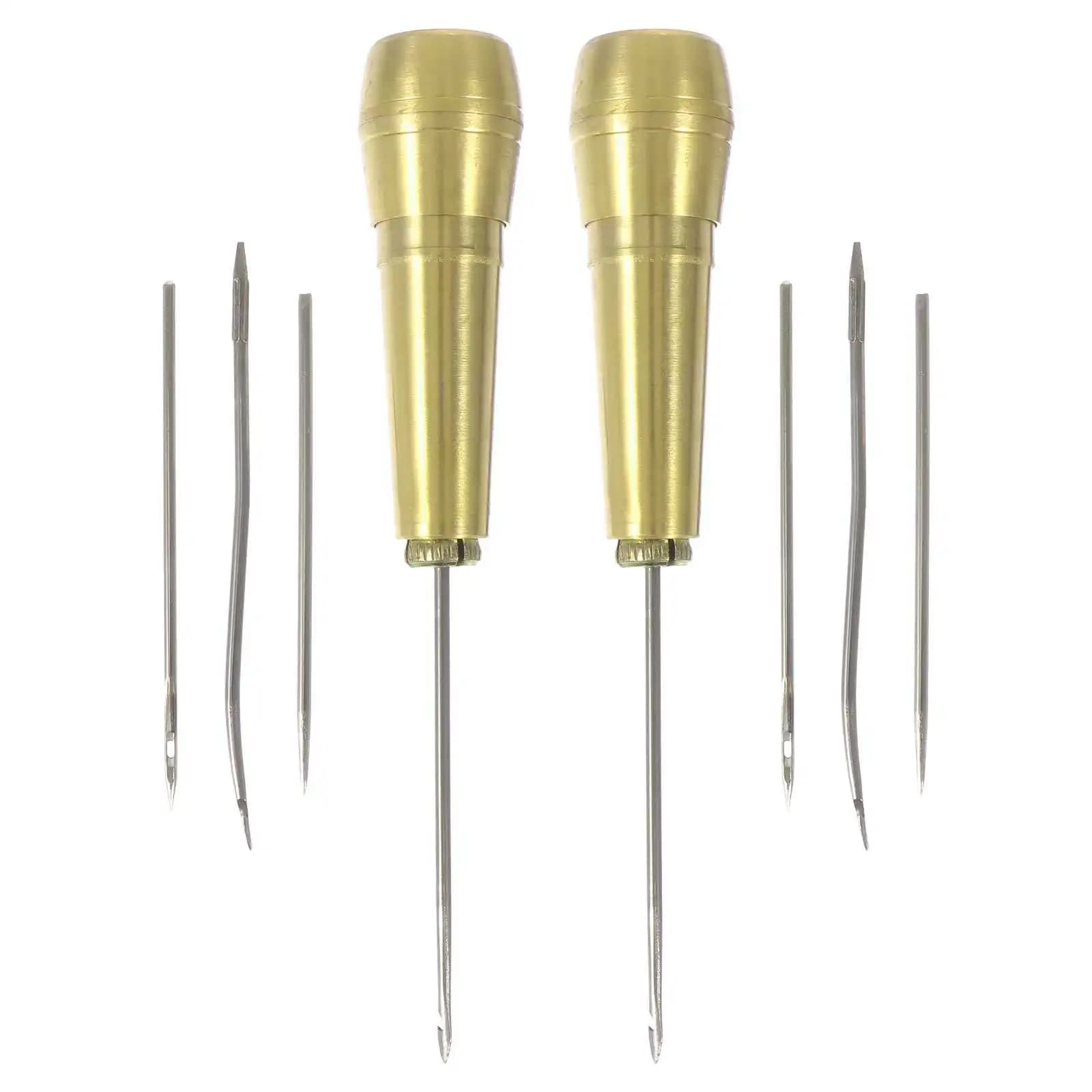 2 Set di Punte da Cucito per Riparazione Scarpe, Kit di Strumenti Artigianali Premium, Ago Resistente alla Ruggine, Manico in Metallo Robusto, Facile da Usare, Uncinetto