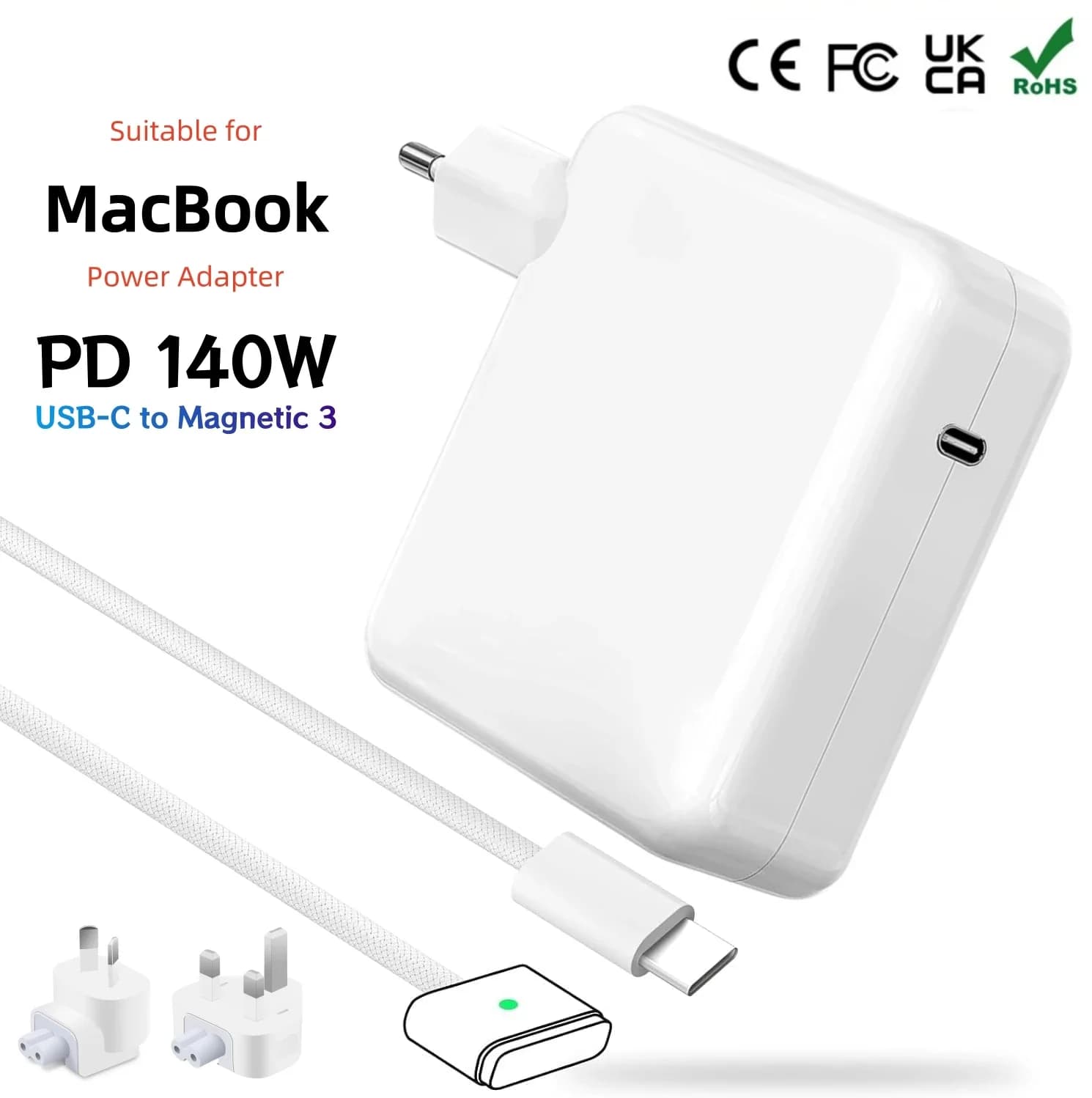 Caricabatterie da 140W per Mac Book Pro, Cavo Mag 3 PD 3.1 per Mac Pro 14-16 pollici 2021 2023 M1 M2 M3, Mac Air 13-15 pollici 2022 2023 2024 M2 M3