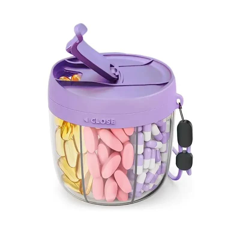 Container Portable to 7 Parts for Vitamin Supplements, Organizer for Energy Capsules with Design Anti-Confusion
