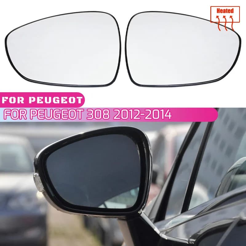 Rearview Mirror White Glass Lens for Peugeot 308 2012 2013 2014 Wide Angle View Anti Glare
