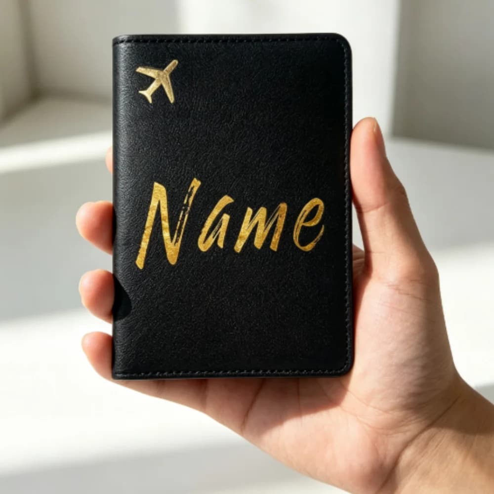 Personalized Custom Name PU Passport Cover, Waterproof Card Holder Travel Organizer For Bank Business Cards