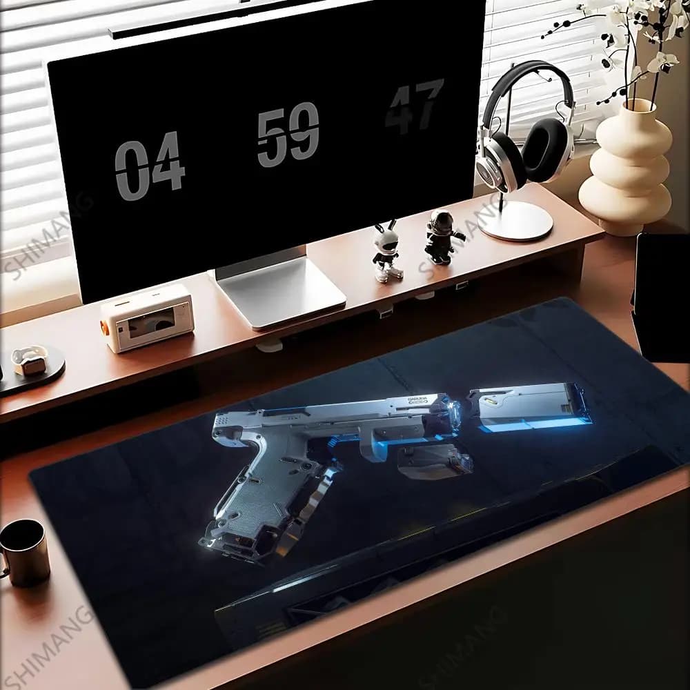 Tappetino per Mouse da Gaming 3D Modello Pistola Super Cool, Tappetino da Scrivania con Base Antiscivolo in Gomma e Bordi Cuciti