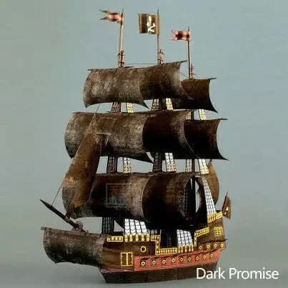 Pirate Ship Ghost Ship Dark Promise 3D Paper Model DIY Hand-operated 3D Origami Papercraft