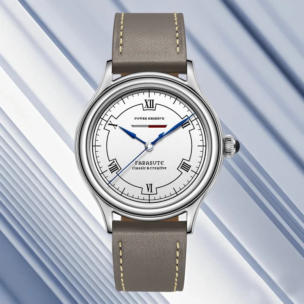FARASUTE Men's Automatic Watch 40mm Mechanical Wrist Watch 50m Waterproof Mirror with Sapphire Horizontal Bar Power Display