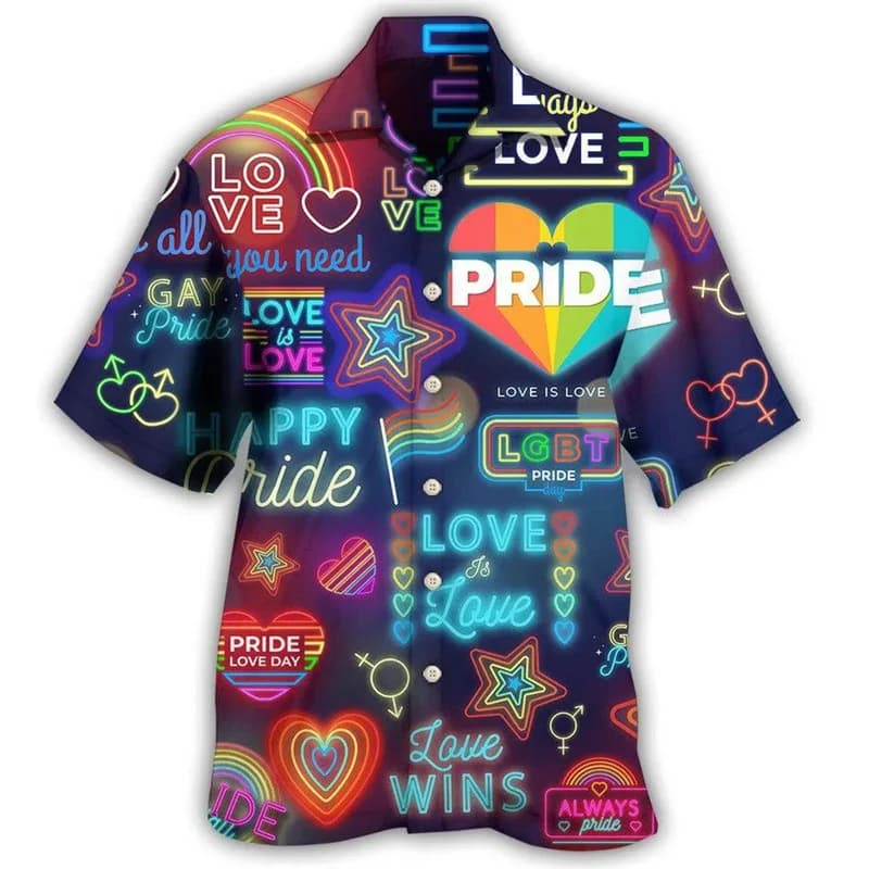 Camicia hawaiana con grafica al Neon colorata per uomo Party Beer Music camicie Aloha stampate in 3D camicetta a maniche corte allentata estiva con risvolto Top