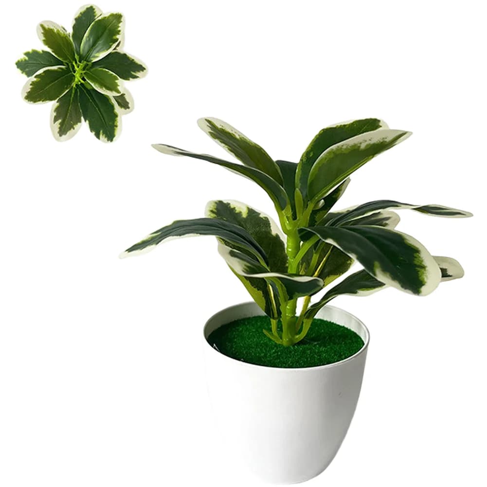 Artificial Green Potted Plant Designed for Tabletop Shelf and Desk Placement in Residential and Business Locations
