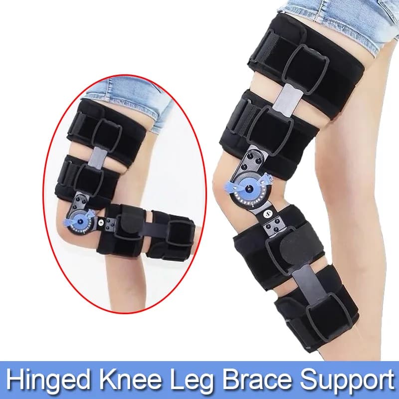 Immobilizzatore per ginocchio regolabile con ginocchiera incernierata 1PC con stabilizzatori per gambe laterali per artrite da strappo del menisco ACL PCL riabilitazione ortopedica