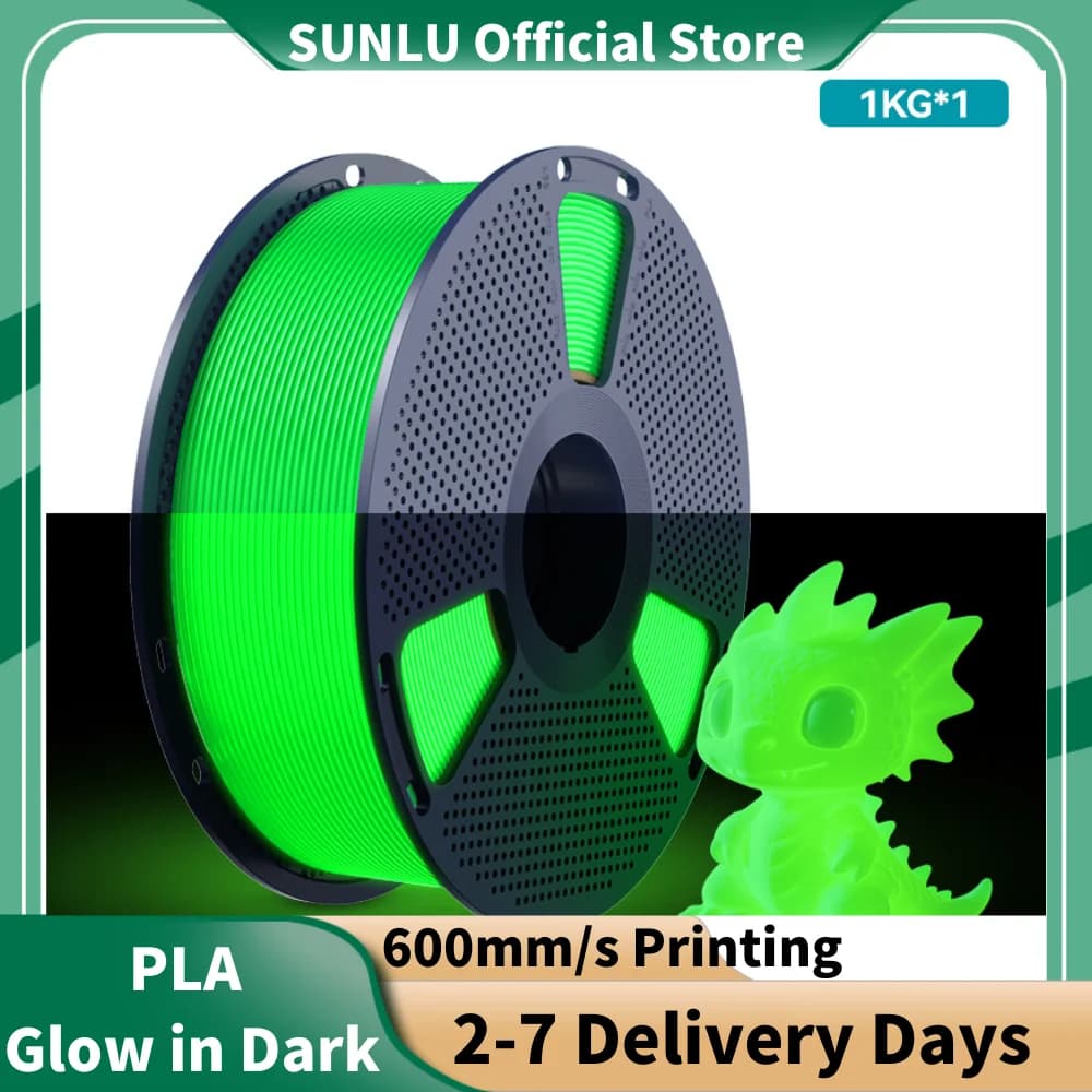 Filament PLA Bright SUNLU, PLA lighting in the dark, Precise Wraping, 1.75mm 1KG/Rotolo, Compatible with the Most 3D FDM Printers, Quick Shipping by EU Warehouse