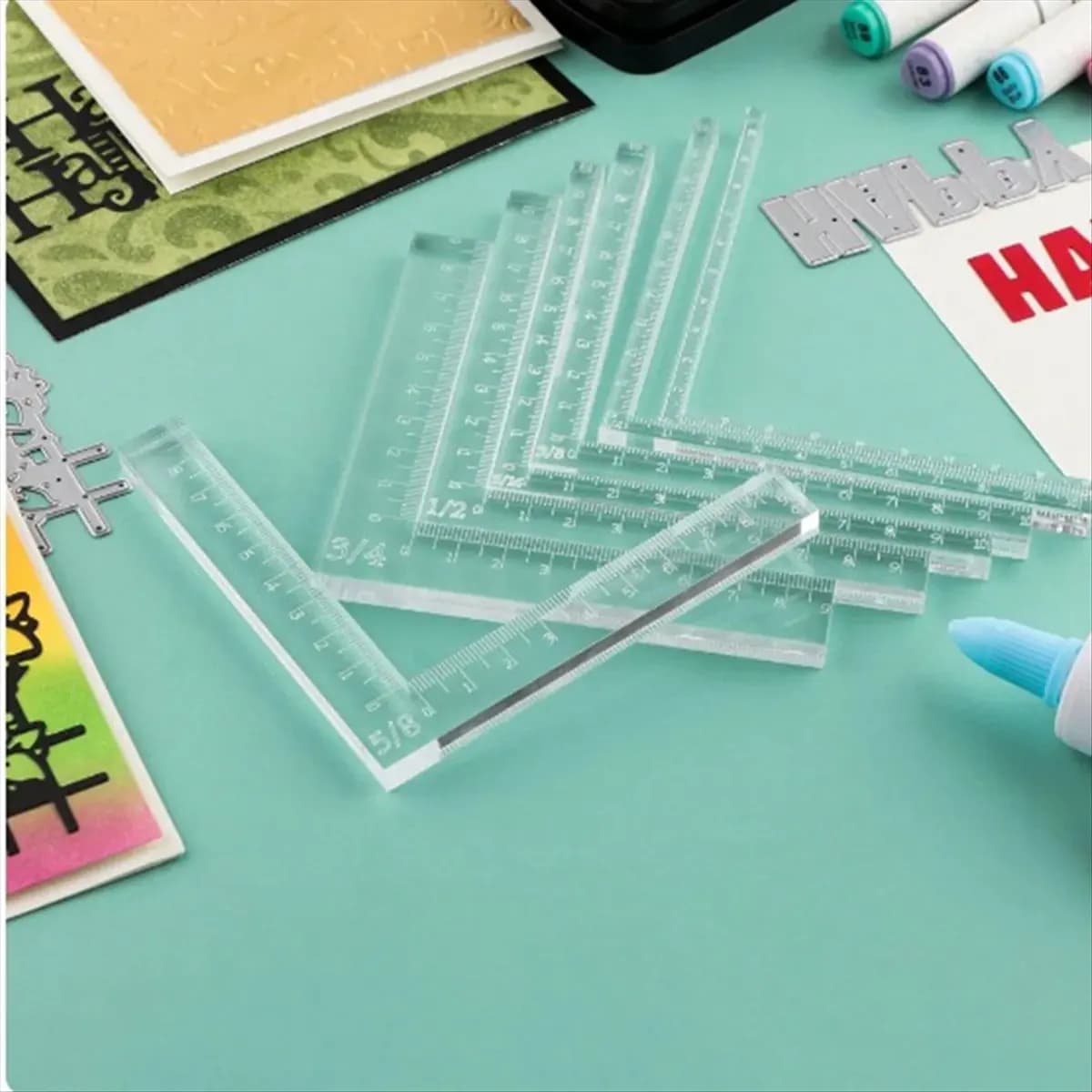 REST 7Pcs/Set Paper Card Corners Helpers Positioning Tools Scrapbooking Acrylic Rulers to Make Lining Up Card Layers