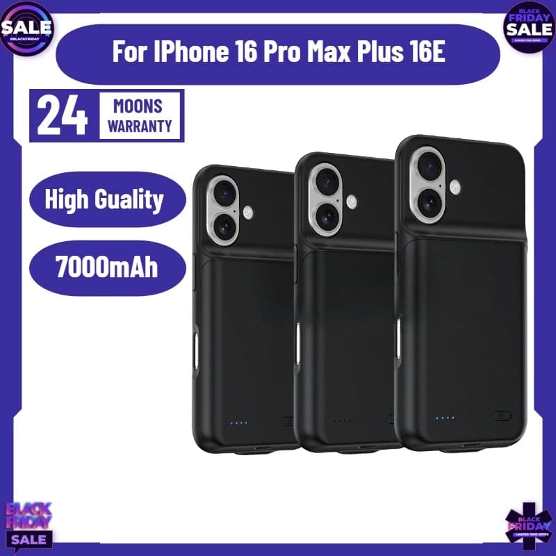 Custodia Caricabatterie da 7000mAh per iPhone 16 Pro Max, Custodia Portatile con Ricarica Wireless e CarPlay, Power Bank
