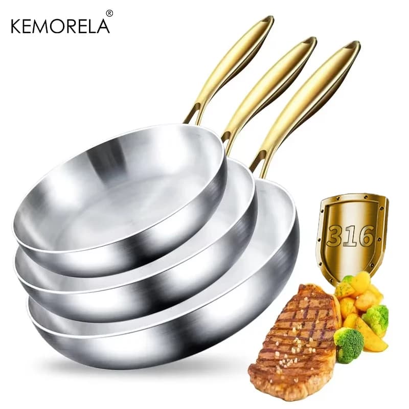 3 Pz/set Stainless Steel 316 Stainless Steel Handle Gold Plate 2 MILLIMETRI Wok Thickness Paddle 5 Steel Sheets For Food Security Plates Anti-sticks Multiple Size