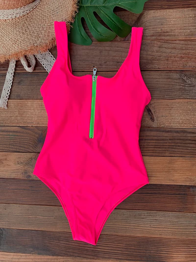 Full Swimwear with Front Hinge One-Keyed Swimwear without Backrest Full Swimwear for Summer Trendy Beach Clothing