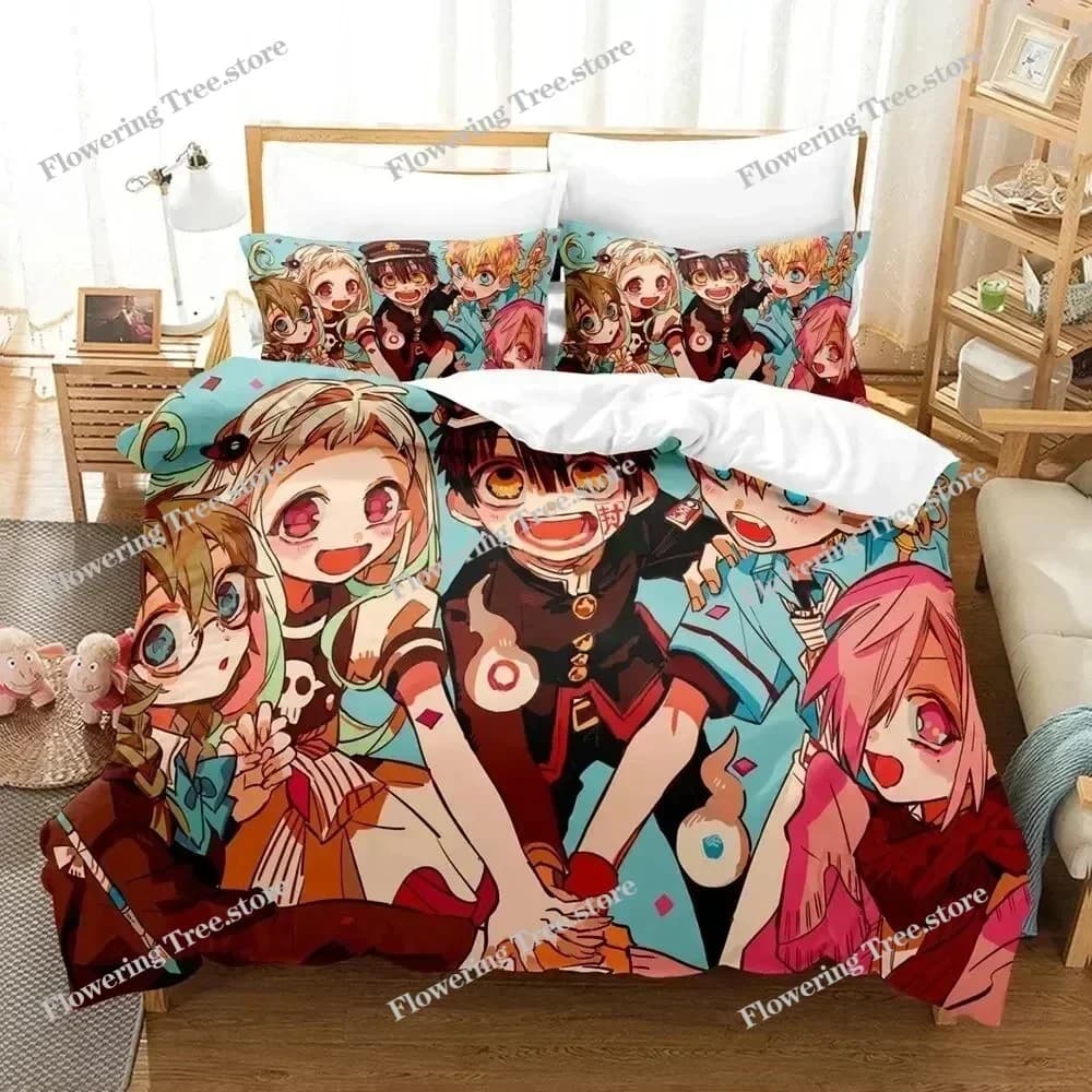 Set di Biancheria da Letto con Stampa 3D Anime Toilet-bound Hanako-kun, Copripiumino, Set Completo, Regalo per Adulti e Bambini, Misura Doppia 029