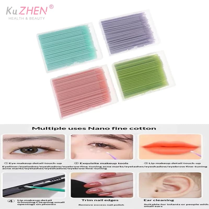 200Pcs Eyelash Cleaning Brush Lash Extension Micro Cotton Swab Eyelashes Microbrush Beauty Makeup Clean Remover Tools