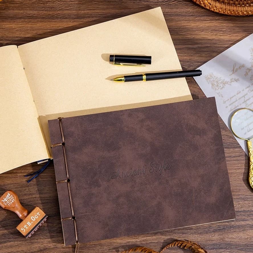 Premium Chinese Style Sketchbook - Vintage Thread Bound Kraft Paper Notebook for Drawing, Calligraphy, Journal & School Supplies