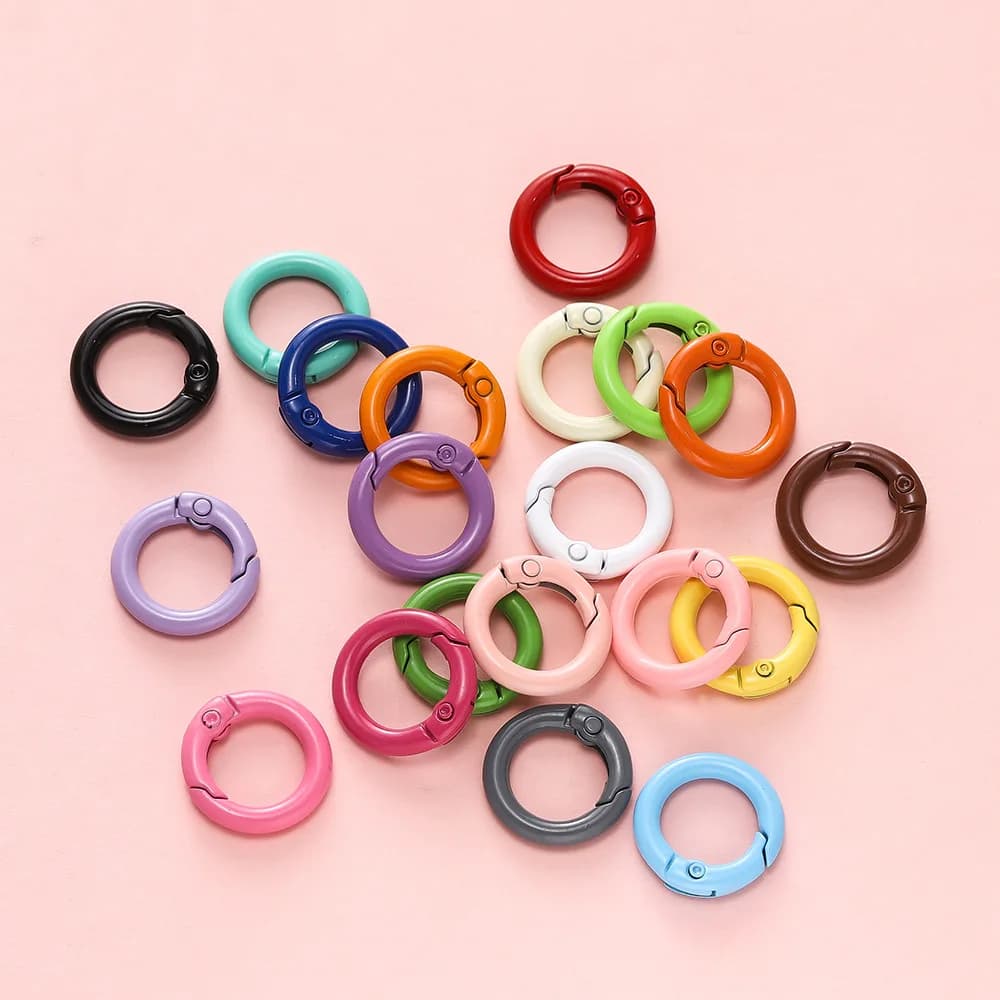 5 Pz/Lot 21 Colors Metal Or Ring Spring Closure Openable Round Mosque Keychain Pins Hook Chain Dog Jewelry FAI FROM TE Buckle Connector