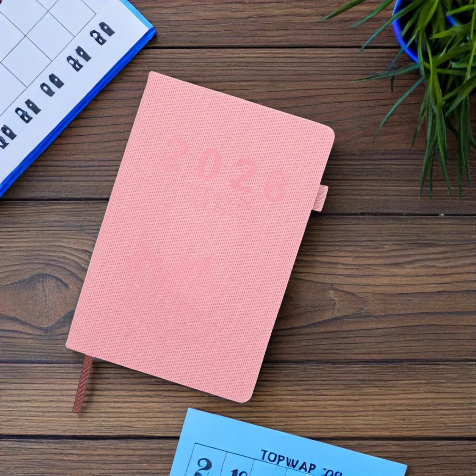 Agenda Annuale 2026 A5, Taccuino Giornaliero con Copertina in PU a Foglia d'Acero, Portatile, con Tracker Settimanale e Mensile degli Obiettivi, Scrittura Fluida
