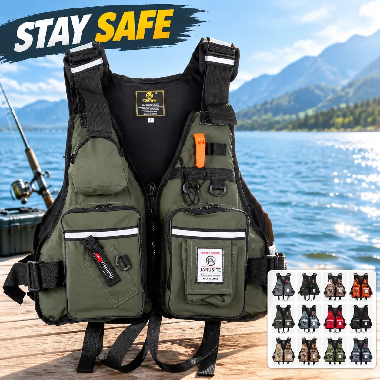 Adult 70N Buoyancy Fishing Life Jacket Vest Multi Pocket Portable Breathable Rock Lure Sea Boat Safety Life Vest with Whistle