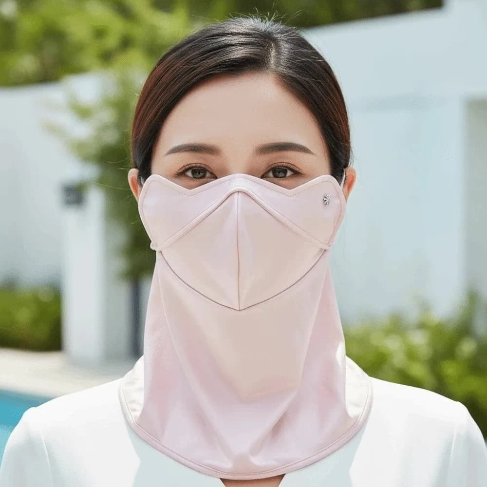 Maschera Solare per Collo in Raso per Lavoro all'Aperto, Protezione Solare Elastica e Traspirante per Viso e Collo, Ideale per la Scuola