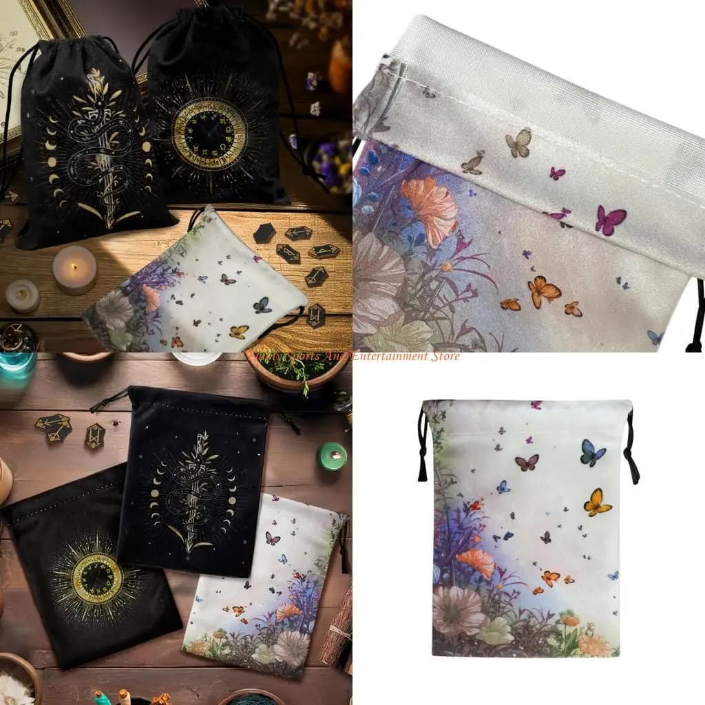 C4DE Borsa morbida con coulisse per tarocchi Borsa portaoggetti per dadi Borsa per gioielli con Organizzatori per carte