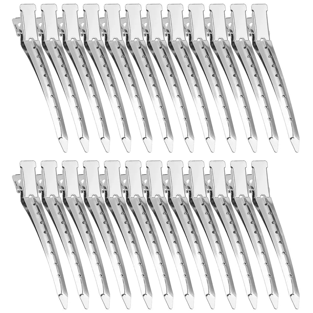 Fermagli per capelli per lo styling Sezionamento 24 pezzi Fermagli per banconote d'anatra in metallo per le donne Fermaglio per capelli in coccodrillo per fermagli per parrucchieri spessi a ricciolo lungo