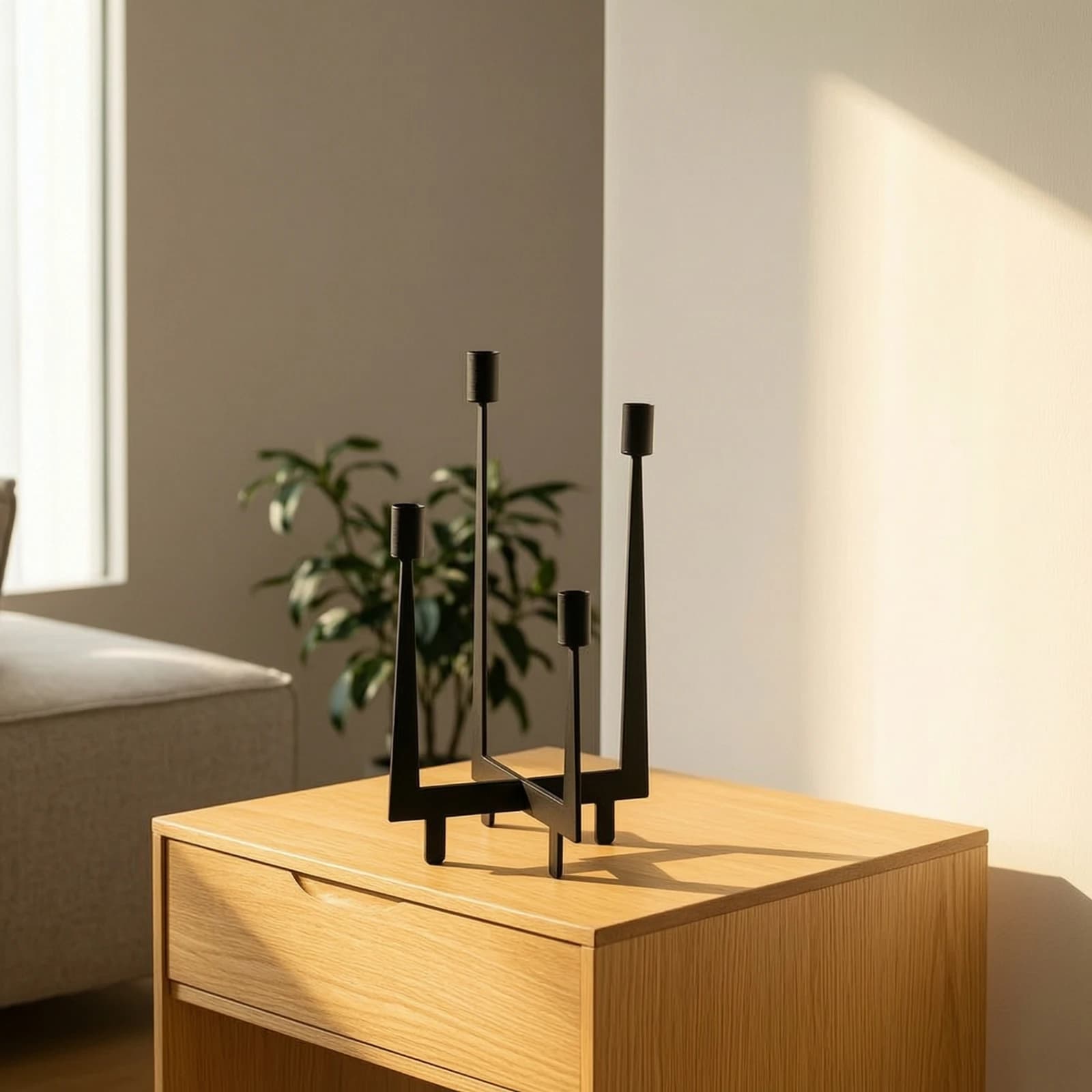 Geometric Candle Holder Modern Candle Holder with Four Cups Tabletop Candelabra Sophisticated Decor Versatile