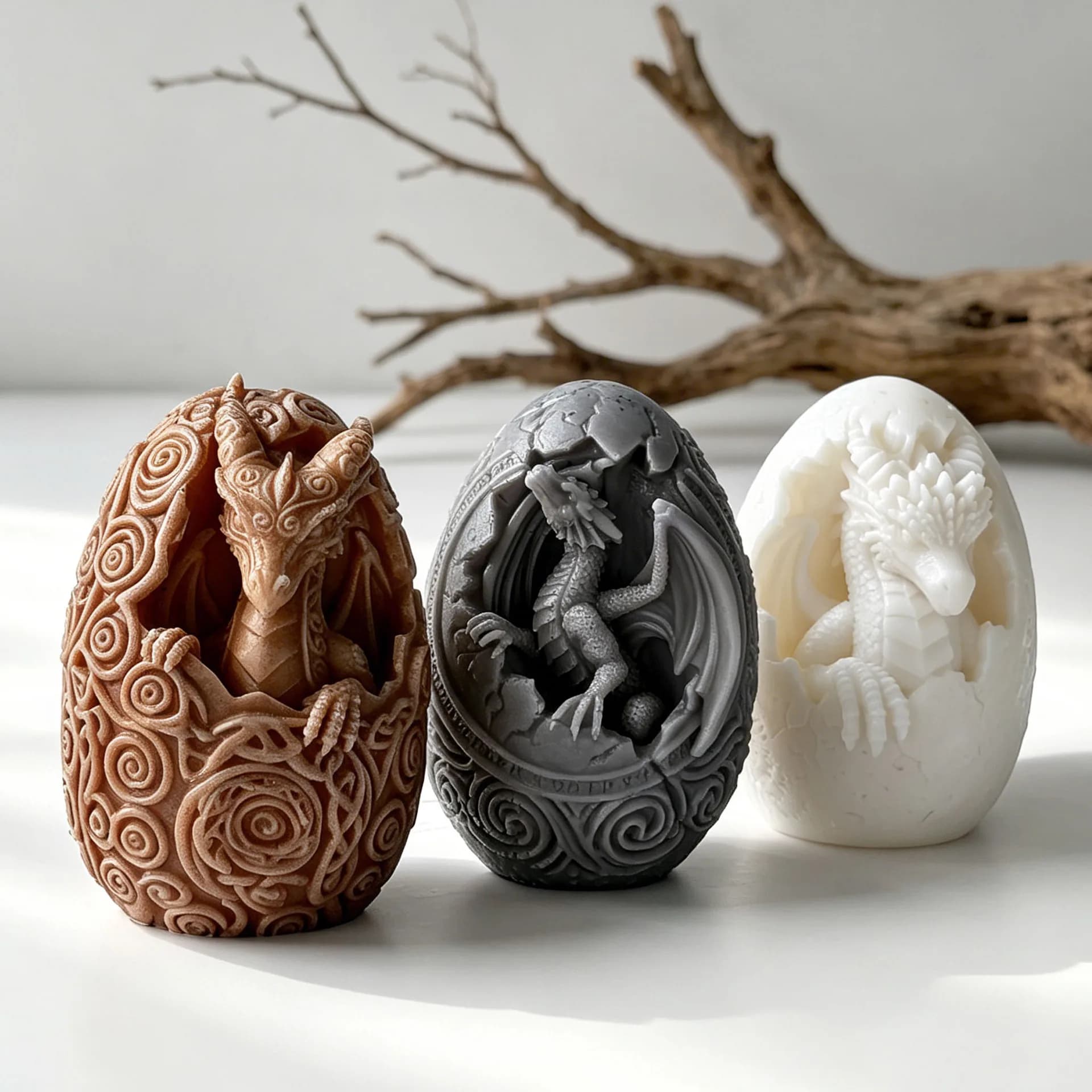 3D DIY Dinosaur Egg Candle Mold Animal Dinosaur Relief Aromatherapy Plaster Resin and Decorative Plaster Ornament Silicone Molds