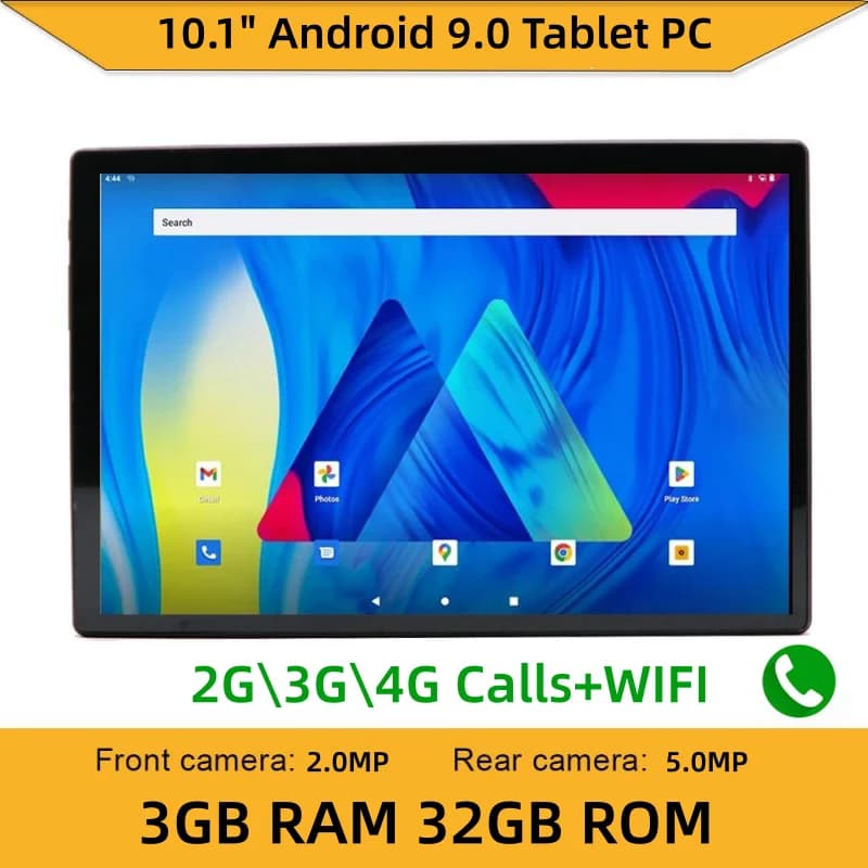 T960 4G Phone Call 10.1" Tablet PC Android 9.0 MTK9863 Quad-Core CPU GSM 3GB RAM 32GB ROM 1280*800 IPS 5000mAh