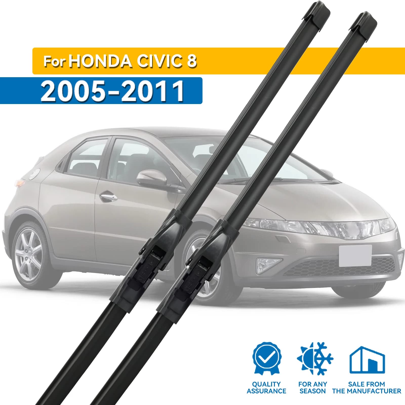 Per Honda Civic 8 European Hatchback & Sedan 2005 - 2011 Tergicristalli Spazzole Tergicristallo Anteriori Parabrezza Spazzola per Finestra 26 "+ 23"