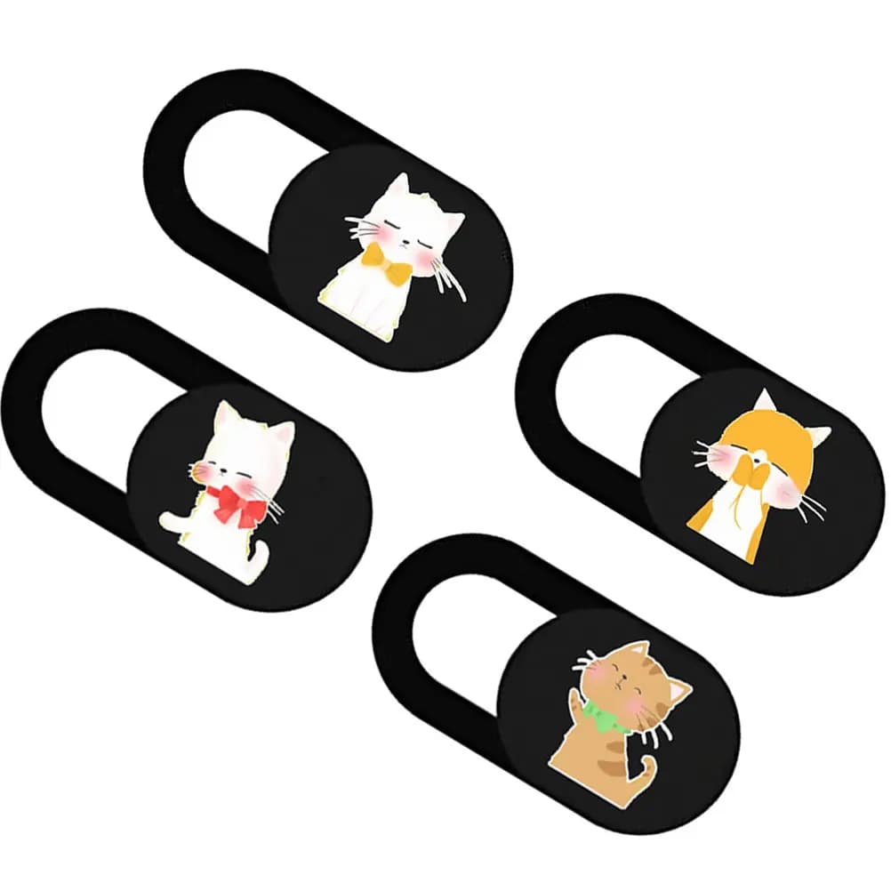 Set di 4 Copri Webcam Ultra Sottili, Protezione Privacy per Laptop e Telefono, Design a Gatto, Materiale ABS