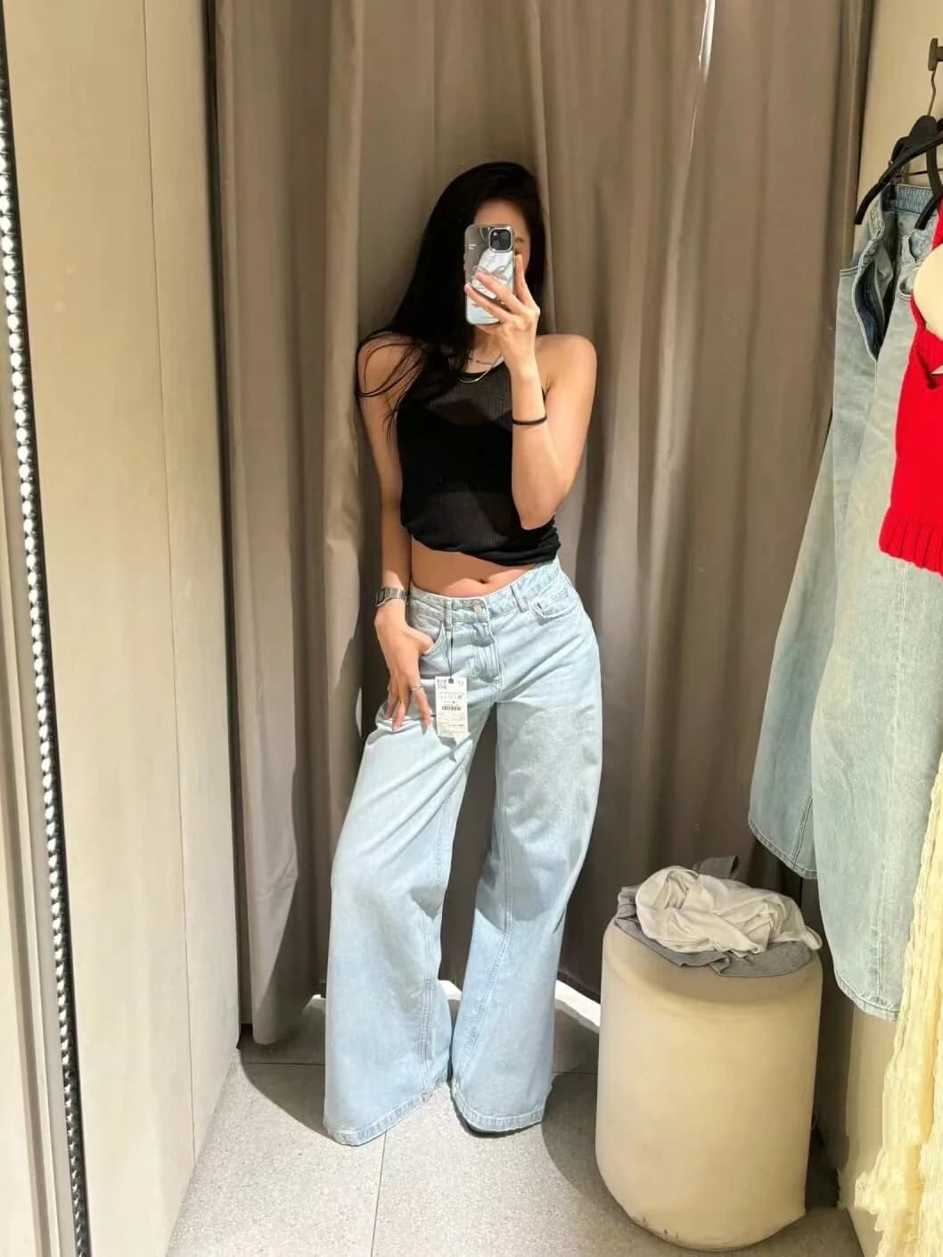 Jeans a Gamba Larga e Dritta Primavera 2025, Nuovi Arrivi, Stile Boyfriend da Donna, Vita Alta, Pantaloni Lunghi, Colore Intenso, Antibatterici