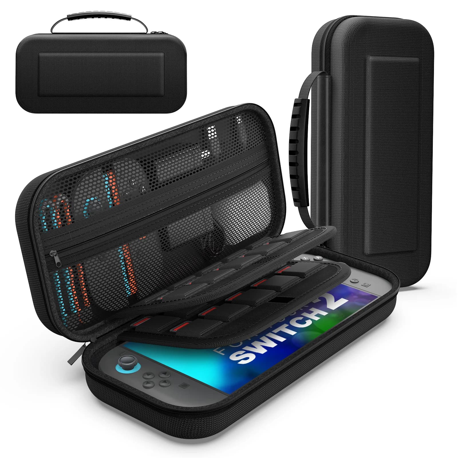 Custodia da trasporto portatile per Nintendo Switch 2 2025 Custodia protettiva da viaggio rigida con 20 slot per carte da gioco e tasche