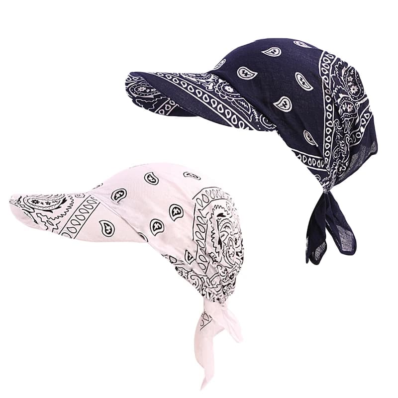 2 pezzi da donna con stampa paisley bandana sciarpa visiera parasole con turbante pre-annodato foulard copricapo sciarpa avvolgente cappello da spiaggia all'aperto