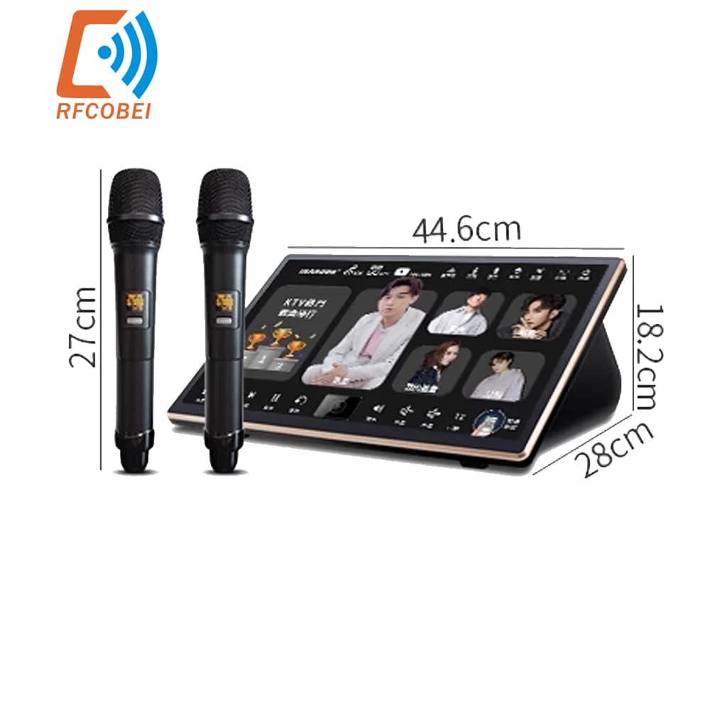 Macchina per karaoke capacitiva portatile perfetta da 18,5 pollici con touch screen, uscita 4K, microfono gratuito per biblioteca di canzoni cloud 500K